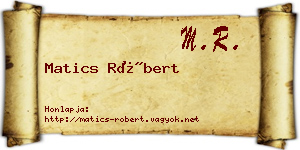 Matics Róbert névjegykártya